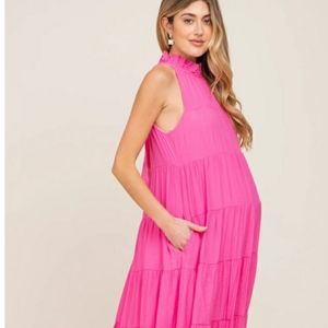 Pinkblush Maternity Dress Pink Maxi Tiered